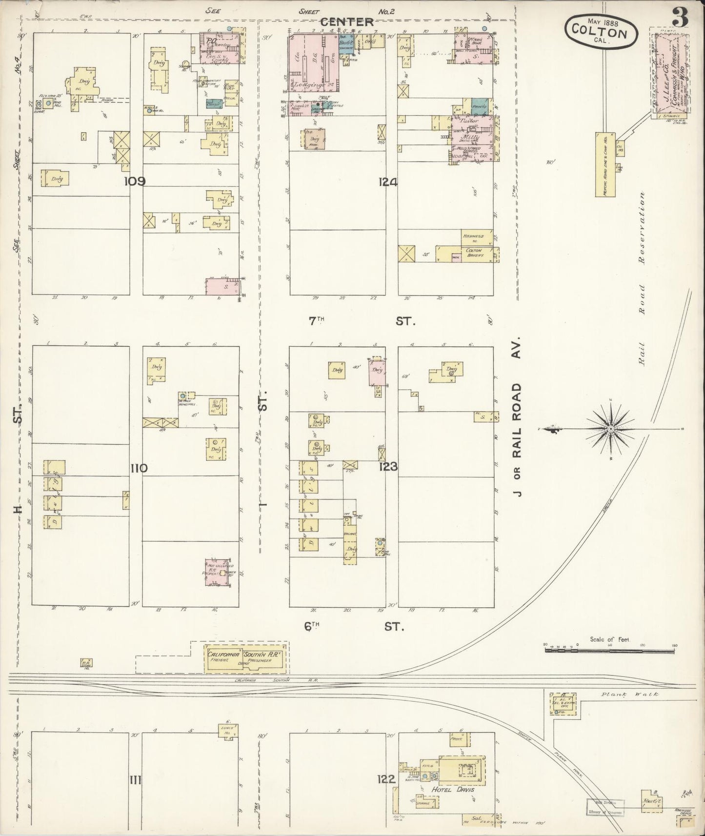 Sanborn Fire Insurance Map from Colton, San Bernardino County, California (1888), Sheet #0003 - Historic Sanborn Fire Insurance Map Print, vintage old map wall art, antique decor, genealogy gift, California California map