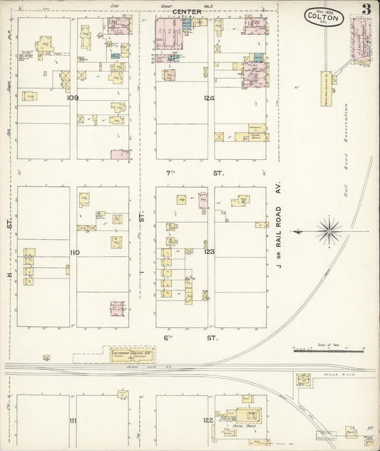 Sanborn Fire Insurance Map from Colton, San Bernardino County, California (1888), Sheet #0003 - Historic Sanborn Fire Insurance Map Print, vintage old map wall art, antique decor, genealogy gift, California California map