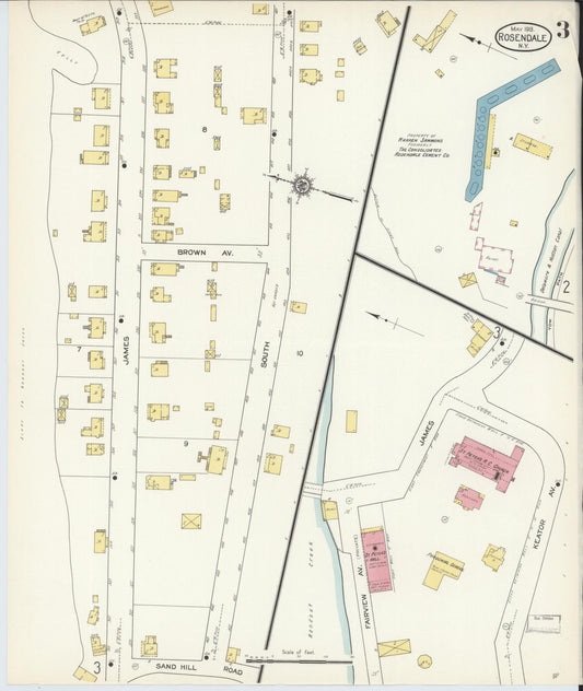 Sanborn Fire Insurance Map from Rosendale, Ulster County, New York (1913), Sheet #0003 - Historic Sanborn Fire Insurance Map Print, vintage old map wall art, antique decor, genealogy gift, New York New York map