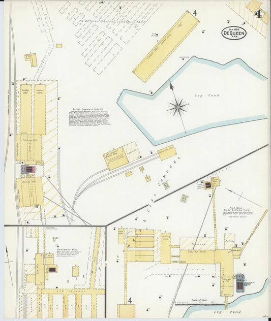 Sanborn Fire Insurance Map from De Queen, Sevier County, Arkansas (1904), Sheet #0004 - Historic Sanborn Fire Insurance Map Print, vintage old map wall art, antique decor, genealogy gift, Arkansas Arkansas map