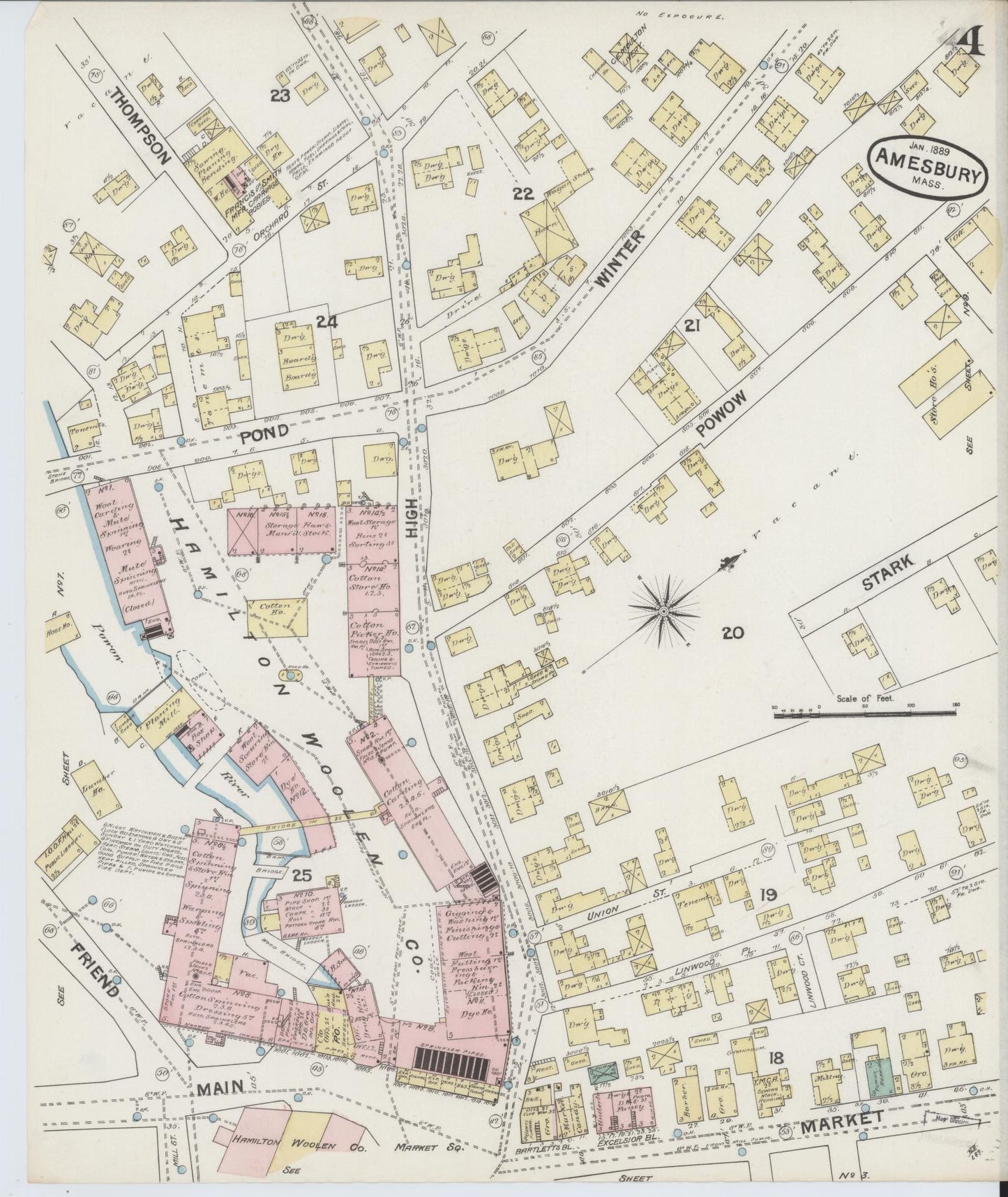 Sanborn Fire Insurance Map from Amesbury, Essex County, Massachusetts (1889), Sheet #0004 - Complete Map Set gallery image, historic Sanborn map, vintage wall art, Massachusetts Massachusetts