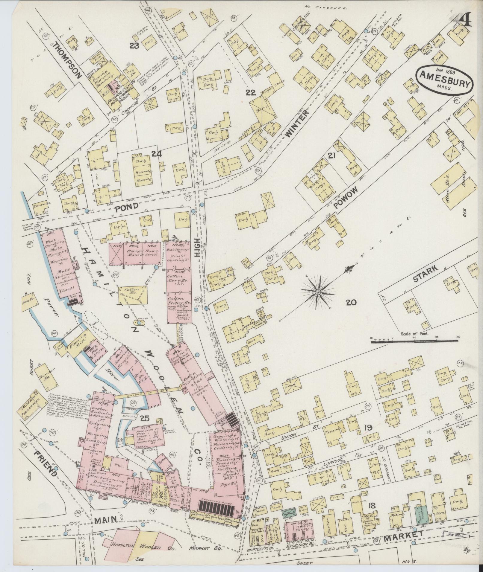 Sanborn Fire Insurance Map from Amesbury, Essex County, Massachusetts (1889), Sheet #0004 - Complete Map Set gallery image, historic Sanborn map, vintage wall art, Massachusetts Massachusetts