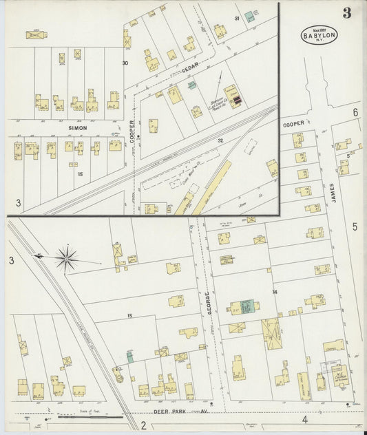 Sanborn Fire Insurance Map from Babylon, Suffolk County, New York (1897), Sheet #0003 - Historic Sanborn Fire Insurance Map Print, vintage old map wall art, antique decor, genealogy gift, New York New York map