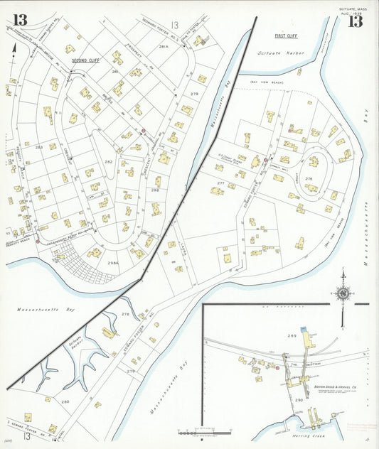 Sanborn Fire Insurance Map from Scituate, Plymouth County, Massachusetts (1939), Sheet #0013 - Historic Sanborn Fire Insurance Map Print, vintage old map wall art, antique decor, genealogy gift, Massachusetts Massachusetts map