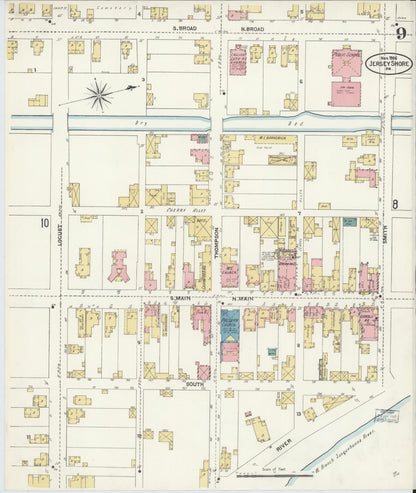 Sanborn Fire Insurance Map from Jersey Shore, Lycoming County, Pennsylvania (1906), Sheet #0009 - Historic Sanborn Fire Insurance Map Print, vintage old map wall art, antique decor, genealogy gift, Pennsylvania Pennsylvania map
