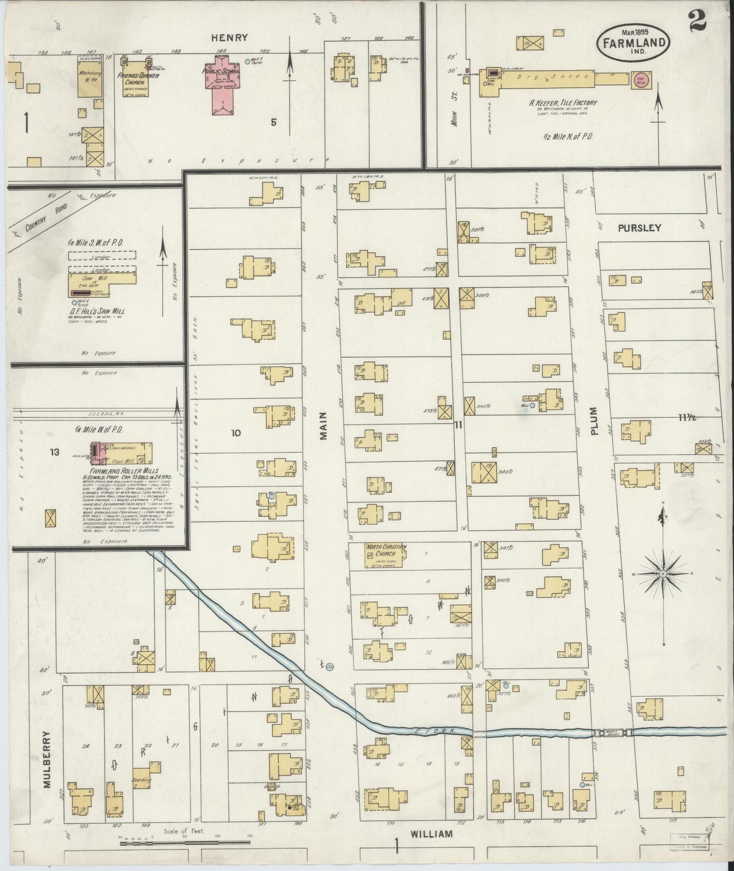 Sanborn Fire Insurance Map from Farmland, Randolph County, Indiana (1899), Sheet #0002 - Complete Map Set gallery image, historic Sanborn map, vintage wall art, Indiana Indiana