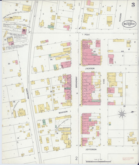Sanborn Fire Insurance Map from Brunswick, Chariton County, Missouri (1899), Sheet #0003 - Historic Sanborn Fire Insurance Map Print, vintage old map wall art, antique decor, genealogy gift, Missouri Missouri map