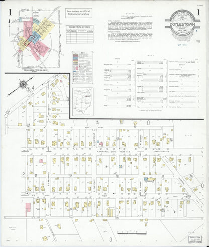 Sanborn Fire Insurance Map from Doylestown, Wayne County, Ohio (1947), Sheet #0001 - Historic Sanborn Fire Insurance Map Print, vintage old map wall art, antique decor, genealogy gift, Ohio Ohio map