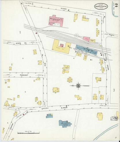 Sanborn Fire Insurance Map from North Easton, Bristol County, Massachusetts (1911), Sheet #0002 - Complete Map Set gallery image, historic Sanborn map, vintage wall art, Massachusetts Massachusetts