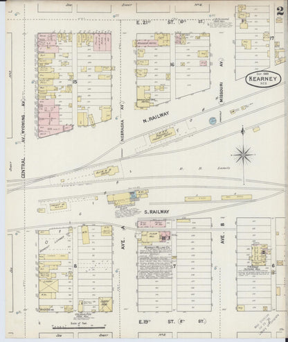 Sanborn Fire Insurance Map from Kearney, Buffalo County, Nebraska (1889), Sheet #0002 - Complete Map Set gallery image, historic Sanborn map, vintage wall art, Nebraska Nebraska