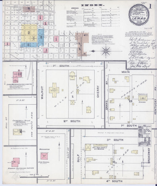 Sanborn Fire Insurance Map from Lamar, Barton County, Missouri (1891), Sheet #0001 - Historic Sanborn Fire Insurance Map Print, vintage old map wall art, antique decor, genealogy gift, Missouri Missouri map