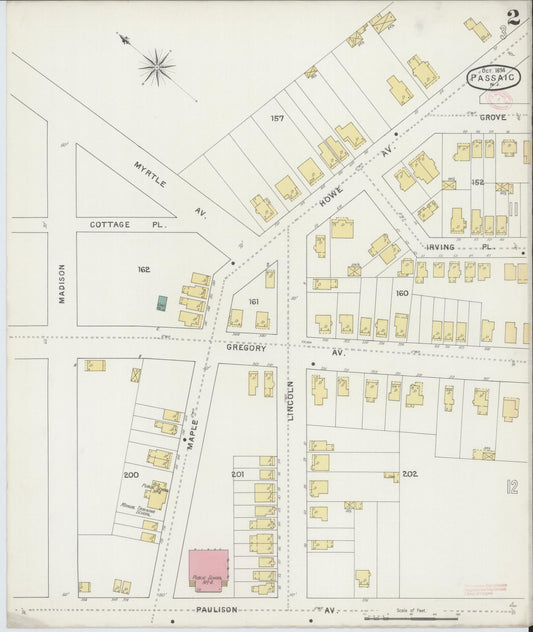 Sanborn Fire Insurance Map from Passaic, Passaic County, New Jersey (1894), Sheet #0002 - Complete Map Set gallery image, historic Sanborn map, vintage wall art, New Jersey New Jersey