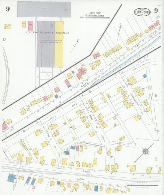 Sanborn Fire Insurance Map from Leechburg, Armstrong County, Pennsylvania (1927), Sheet #0009 - Historic Sanborn Fire Insurance Map Print, vintage old map wall art, antique decor, genealogy gift, Pennsylvania Pennsylvania map