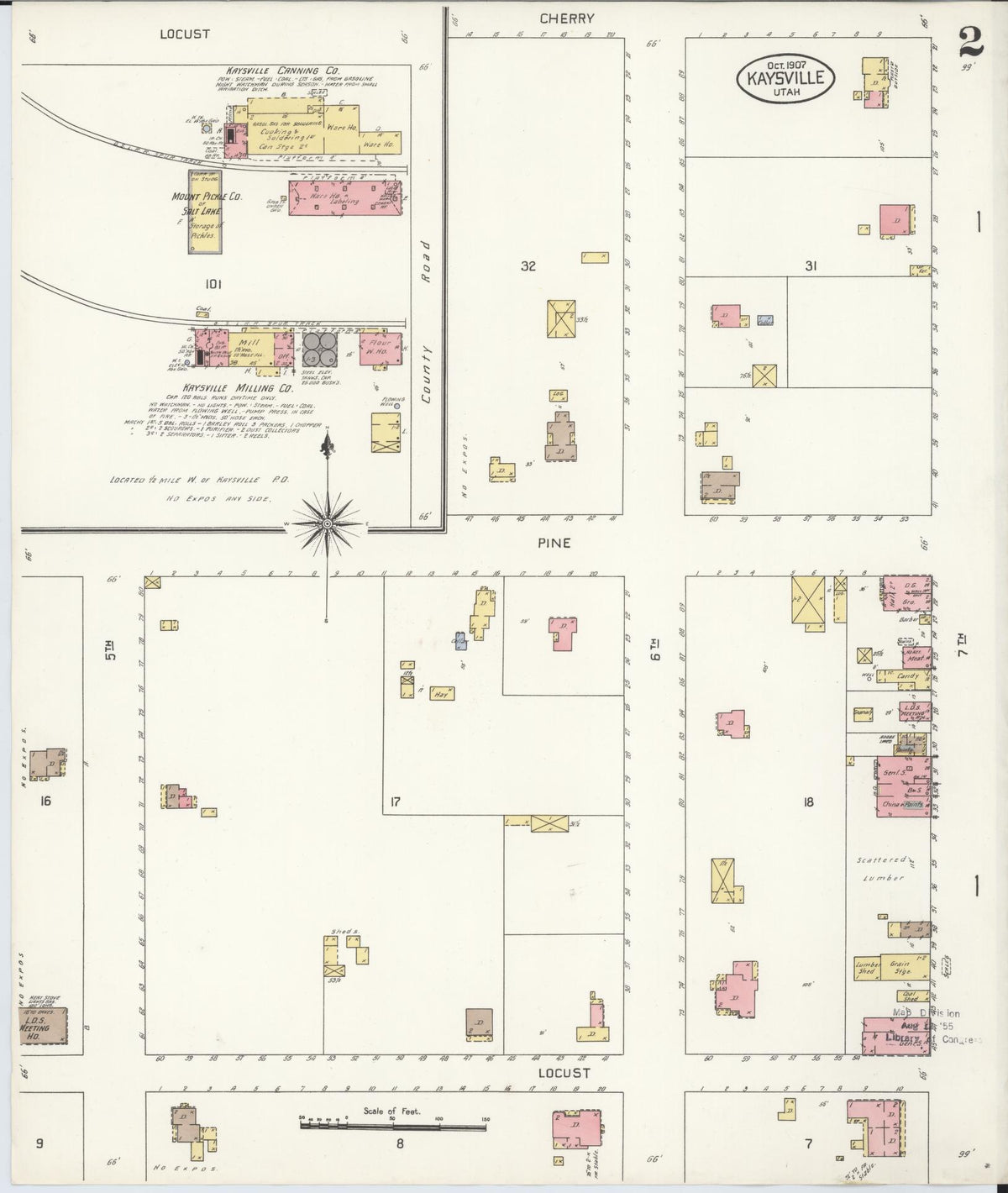 Sanborn Fire Insurance Map from Kaysville, Davis County, Utah (1907), Sheet #0002 - Historic Sanborn Fire Insurance Map Print, vintage old map wall art, antique decor, genealogy gift, Utah Utah map