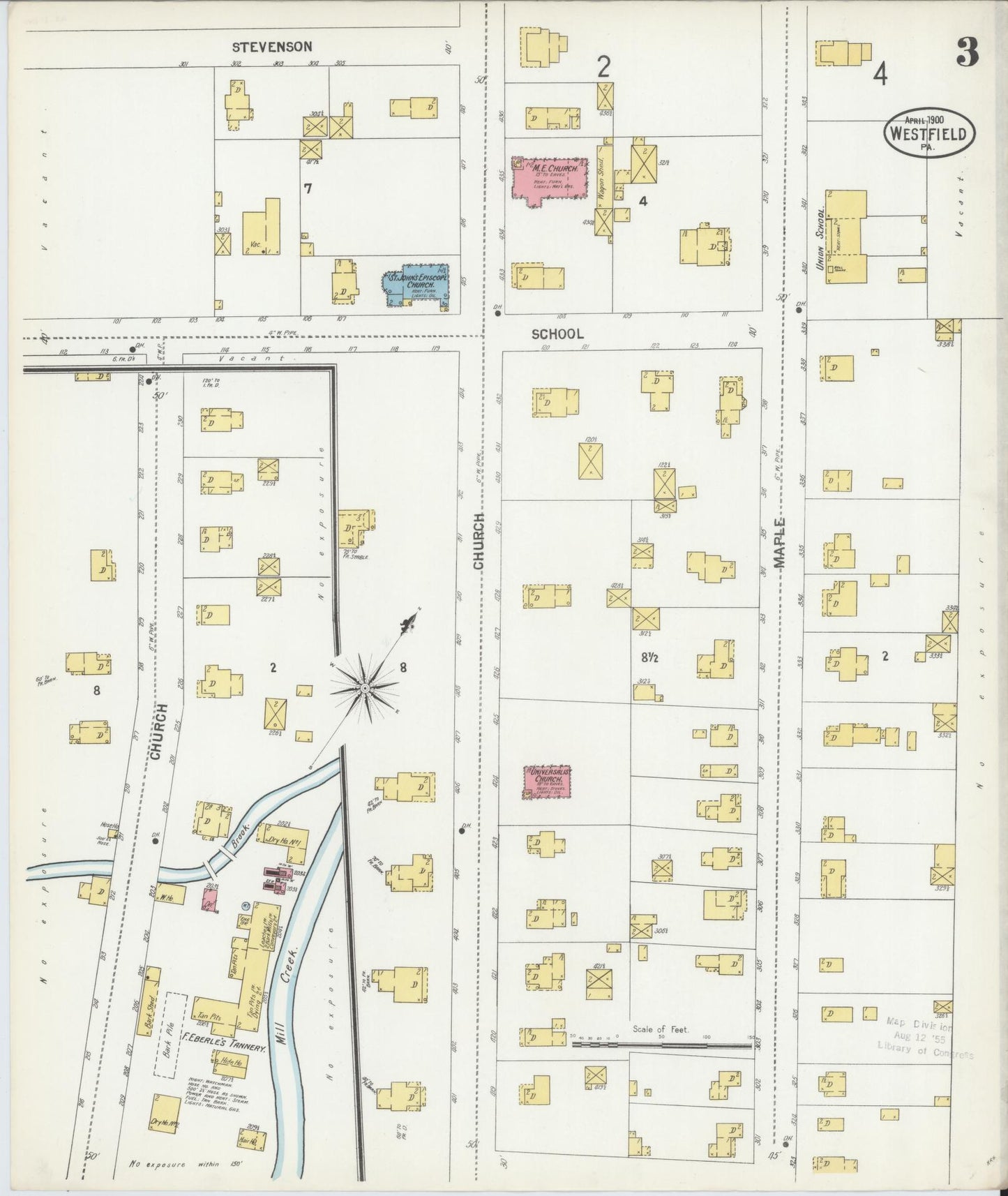 Sanborn Fire Insurance Map from Westfield, Tioga County, Pennsylvania (1900), Sheet #0003 - Complete Map Set gallery image, historic Sanborn map, vintage wall art, Pennsylvania Pennsylvania