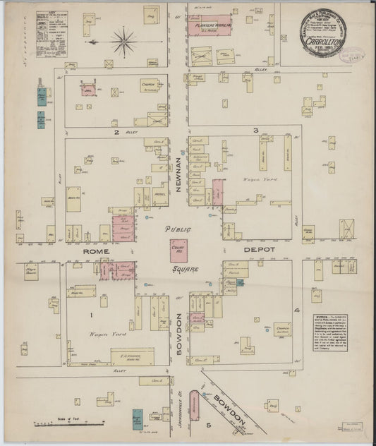 Sanborn Fire Insurance Map from Carrollton, Carroll County, Georgia. (1885) – Historic Sanborn Fire Insurance Map Print