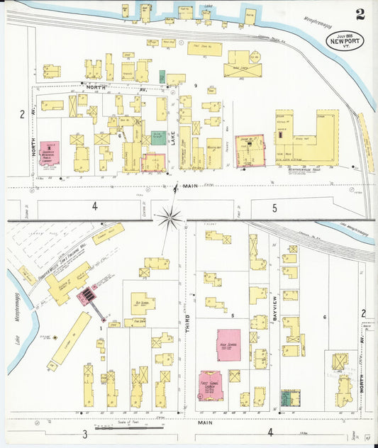 Sanborn Fire Insurance Map from Newport, Orleans County, Vermont (1905), Sheet #0002 - Historic Sanborn Fire Insurance Map Print, vintage old map wall art, antique decor, genealogy gift, Vermont Vermont map