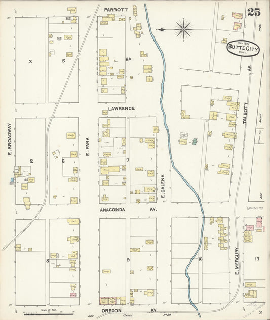 Sanborn Fire Insurance Map from Butte, Silver Bow County, Montana (1890), Sheet #0025 - Historic Sanborn Fire Insurance Map Print, vintage old map wall art, antique decor, genealogy gift, Montana Montana map