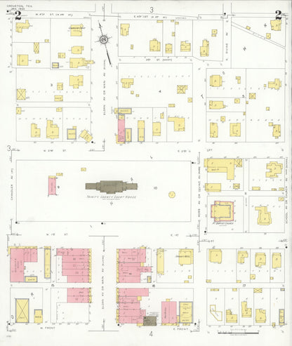 Sanborn Fire Insurance Map from Groveton, Trinity County, Texas (1933), Sheet #0002 - Complete Map Set gallery image, historic Sanborn map, vintage wall art, Texas Texas