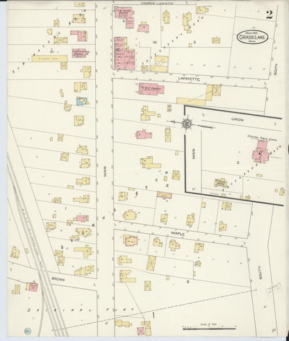 Sanborn Fire Insurance Map from Grass Lake, Jackson County, Michigan (1913), Sheet #0002 - Complete Map Set gallery image, historic Sanborn map, vintage wall art, Michigan Michigan