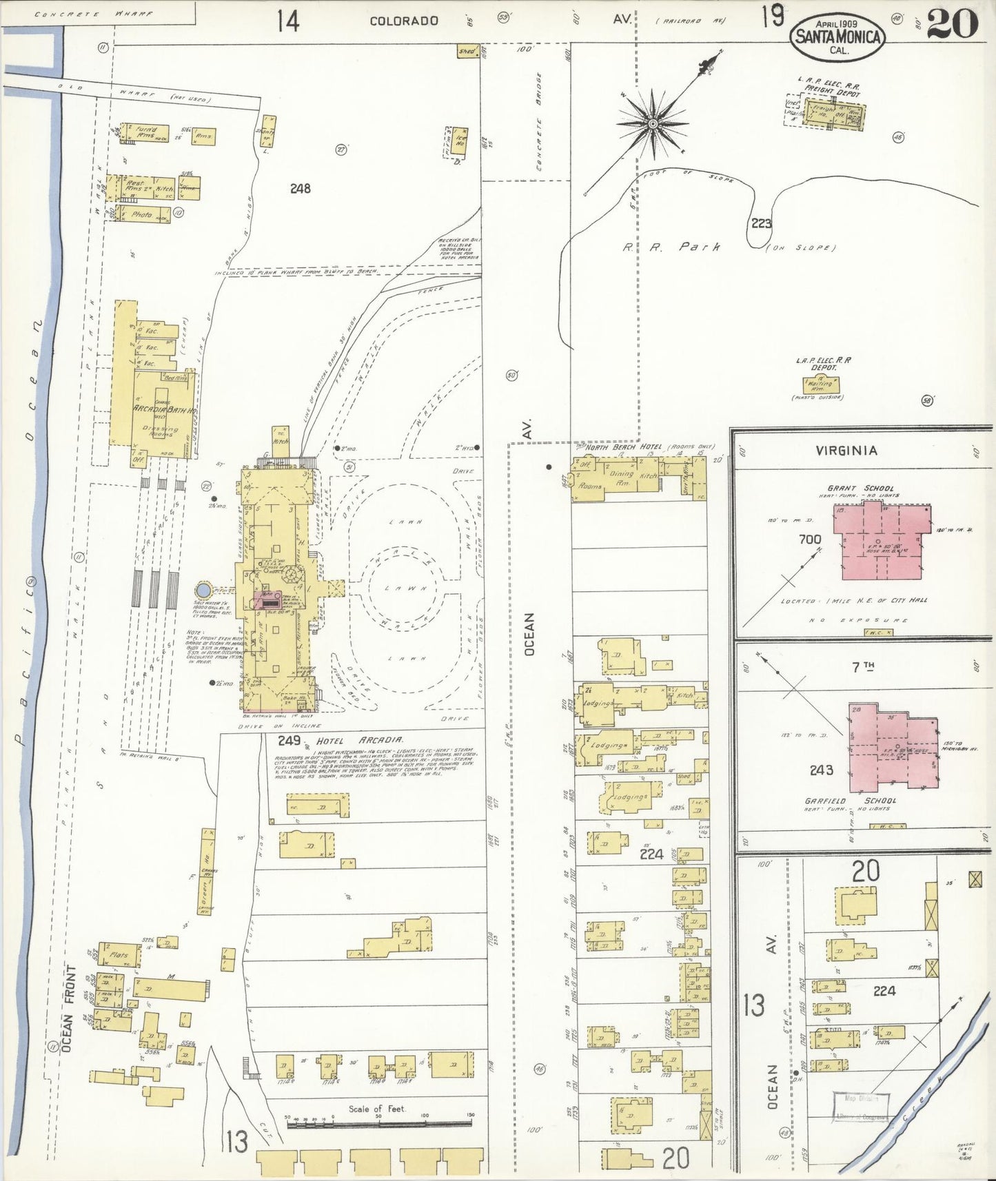Sanborn Fire Insurance Map from Santa Monica, Los Angeles County, California (1909), Sheet #0020 - Complete Map Set gallery image, historic Sanborn map, vintage wall art, California California
