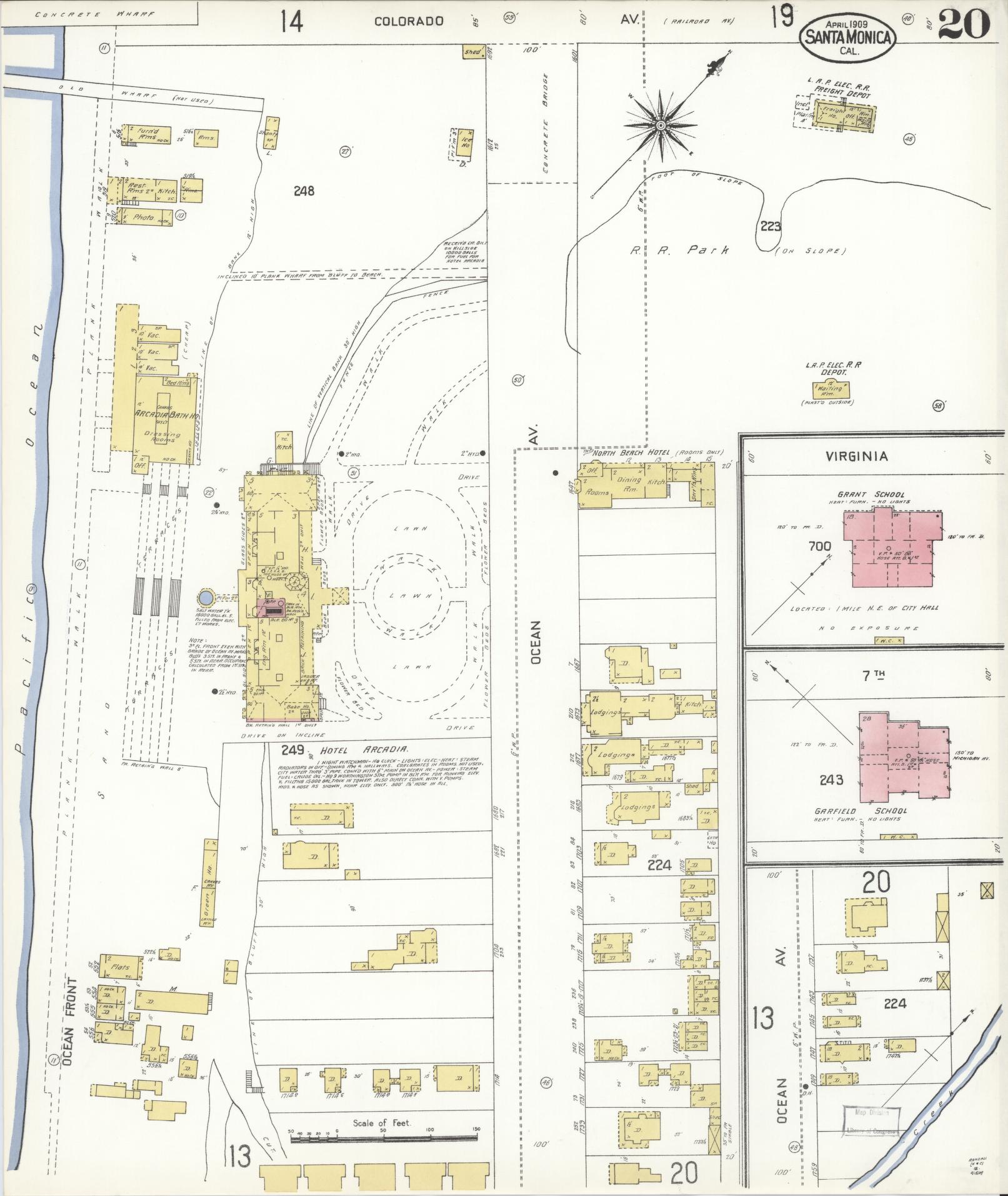Sanborn Fire Insurance Map from Santa Monica, Los Angeles County, California (1909), Sheet #0020 - Complete Map Set gallery image, historic Sanborn map, vintage wall art, California California