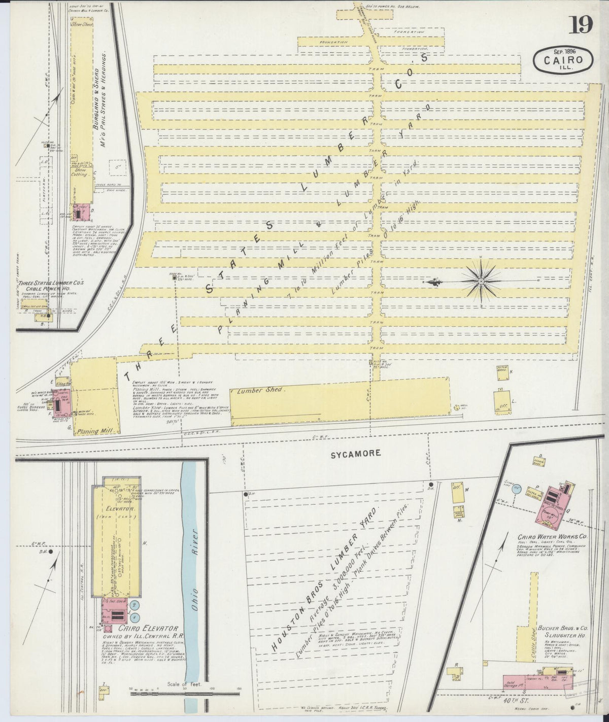 Sanborn Fire Insurance Map from Cairo, Alexander County, Illinois (1896), Sheet #0019 - Complete Map Set gallery image, historic Sanborn map, vintage wall art, Illinois Illinois