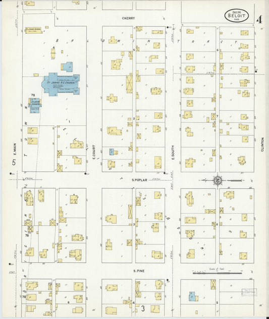 Sanborn Fire Insurance Map from Beloit, Mitchell County, Kansas (1911), Sheet #0004 - Historic Sanborn Fire Insurance Map Print, vintage old map wall art, antique decor, genealogy gift, Kansas Kansas map