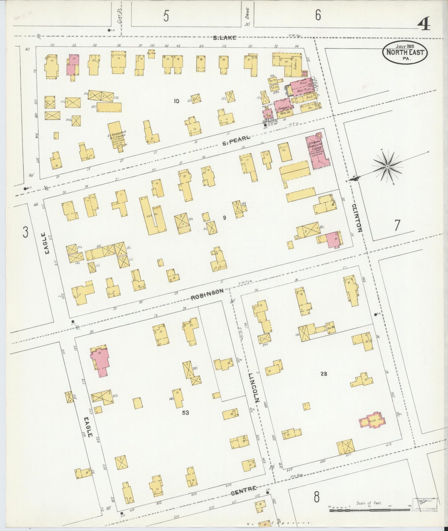 Sanborn Fire Insurance Map from North East, Erie County, Pennsylvania (1905), Sheet #0004 - Complete Map Set gallery image, historic Sanborn map, vintage wall art, Pennsylvania Pennsylvania