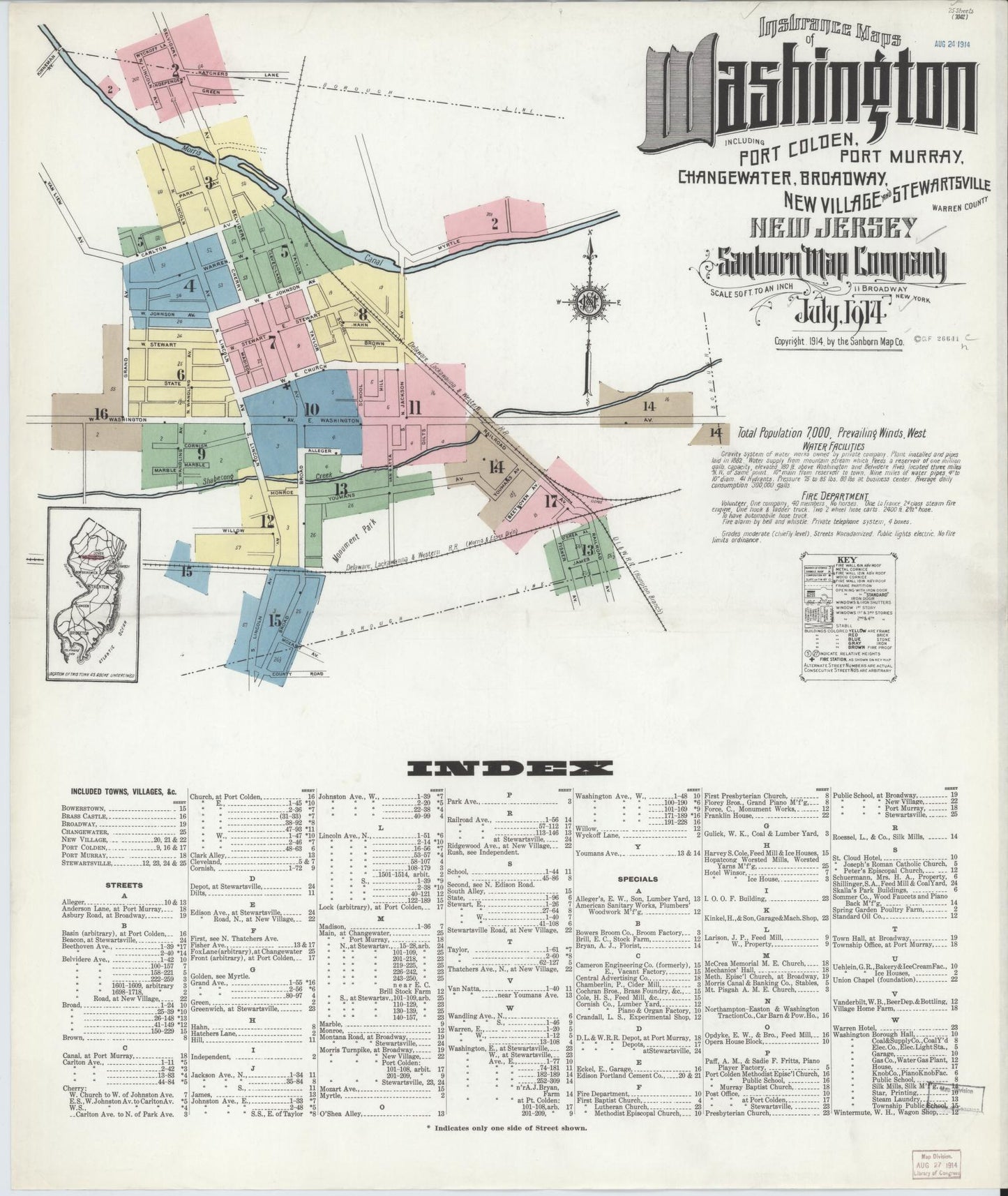 Sanborn Fire Insurance Map from Washington, Warren County, New Jersey. (1914) – Historic Sanborn Fire Insurance Map Print