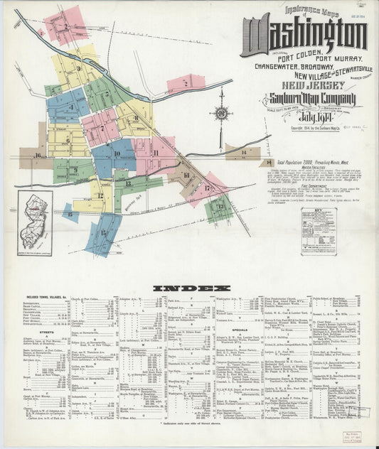 Sanborn Fire Insurance Map from Washington, Warren County, New Jersey. (1914) – Historic Sanborn Fire Insurance Map Print