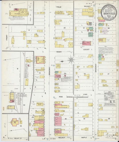 Sanborn Fire Insurance Map from Monticello, Wright County, Minnesota (1903), Sheet #0001 - Historic Sanborn Fire Insurance Map Print, vintage old map wall art, antique decor, genealogy gift, Minnesota Minnesota map