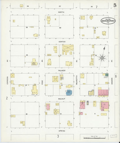 Sanborn Fire Insurance Map from Green Cove Springs, Clay County, Florida (1909), Sheet #0005 - Complete Map Set gallery image, historic Sanborn map, vintage wall art, Florida Florida