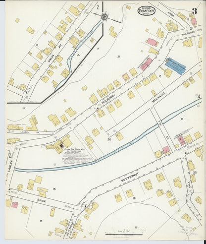 Sanborn Fire Insurance Map from Pomeroy, Meigs County, Ohio (1916), Sheet #0003 - Complete Map Set gallery image, historic Sanborn map, vintage wall art, Ohio Ohio