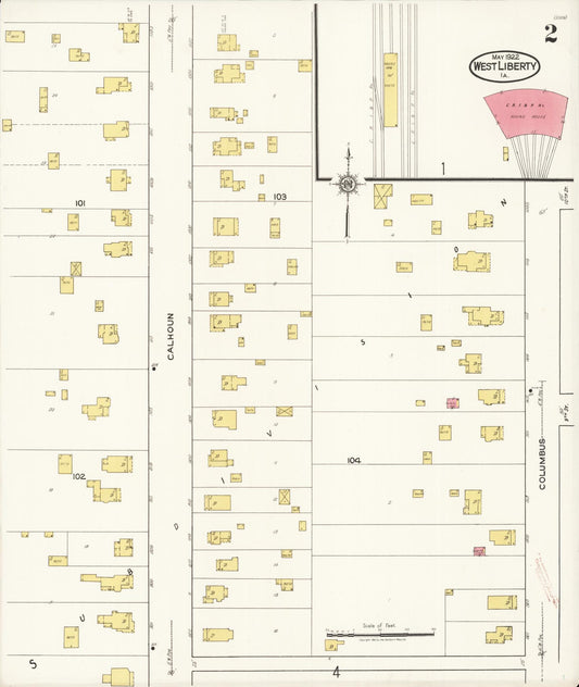 Sanborn Fire Insurance Map from West Liberty, Muscatine County, Iowa (1922), Sheet #0002 - Historic Sanborn Fire Insurance Map Print, vintage old map wall art