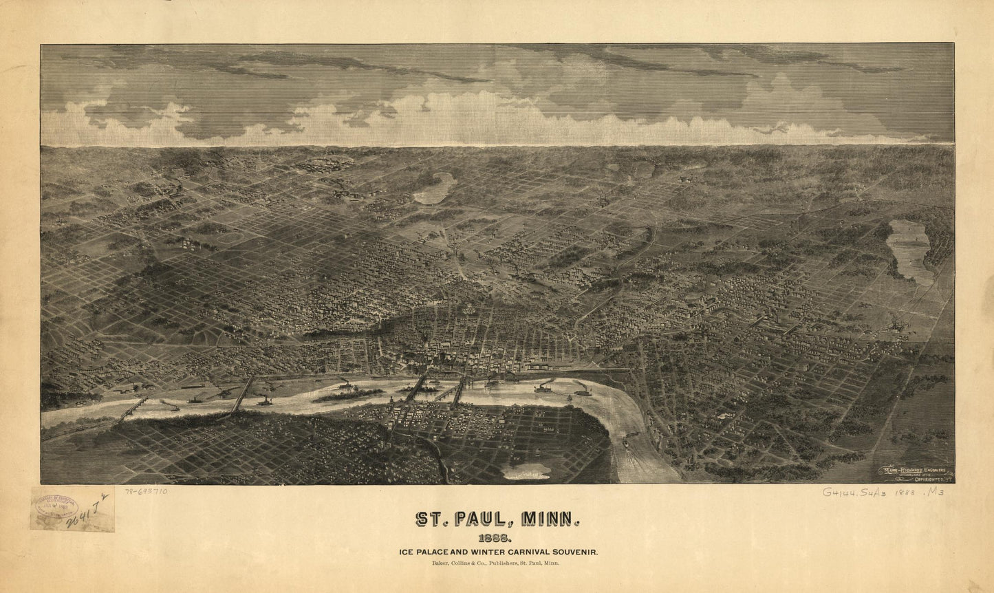 St. Paul, Minn. : ice palace and winter carnival souvenir (1888) – Historic Bird’s-Eye View Panorama Print