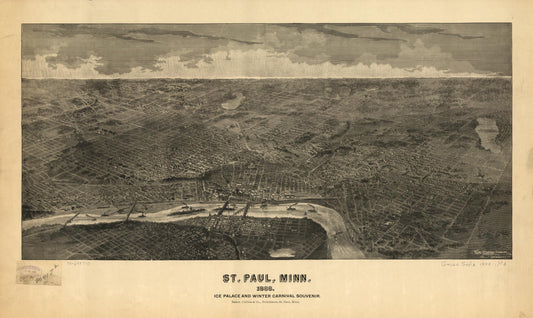 St. Paul, Minn. : ice palace and winter carnival souvenir (1888) – Historic Bird’s-Eye View Panorama Print