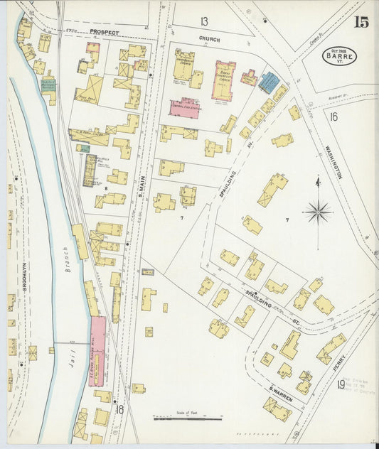 Sanborn Fire Insurance Map from Barre, Washington County, Vermont (1905), Sheet #0015 - Historic Sanborn Fire Insurance Map Print, vintage old map wall art, antique decor, genealogy gift, Vermont Vermont map