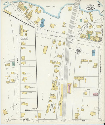 Sanborn Fire Insurance Map from Milford, New Haven County, Connecticut (1906), Sheet #0002 - Complete Map Set gallery image, historic Sanborn map, vintage wall art, Connecticut Connecticut