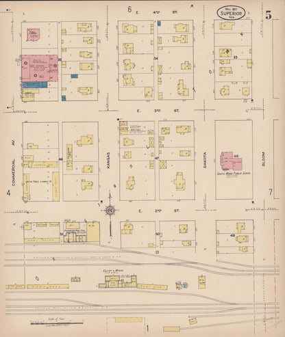 Sanborn Fire Insurance Map from Superior, Nuckolls County, Nebraska (1922), Sheet #0005 - Complete Map Set gallery image, historic Sanborn map, vintage wall art, Nebraska Nebraska