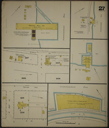 Sanborn Fire Insurance Map from Tacoma, Pierce County, Washington (1888), Sheet #0027 - Complete Map Set gallery image, historic Sanborn map, vintage wall art, Washington Washington