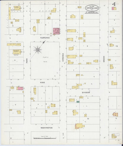 Sanborn Fire Insurance Map from Crystal Lake, McHenry County, Illinois (1905), Sheet #0004 - Complete Map Set gallery image, historic Sanborn map, vintage wall art, Illinois Illinois