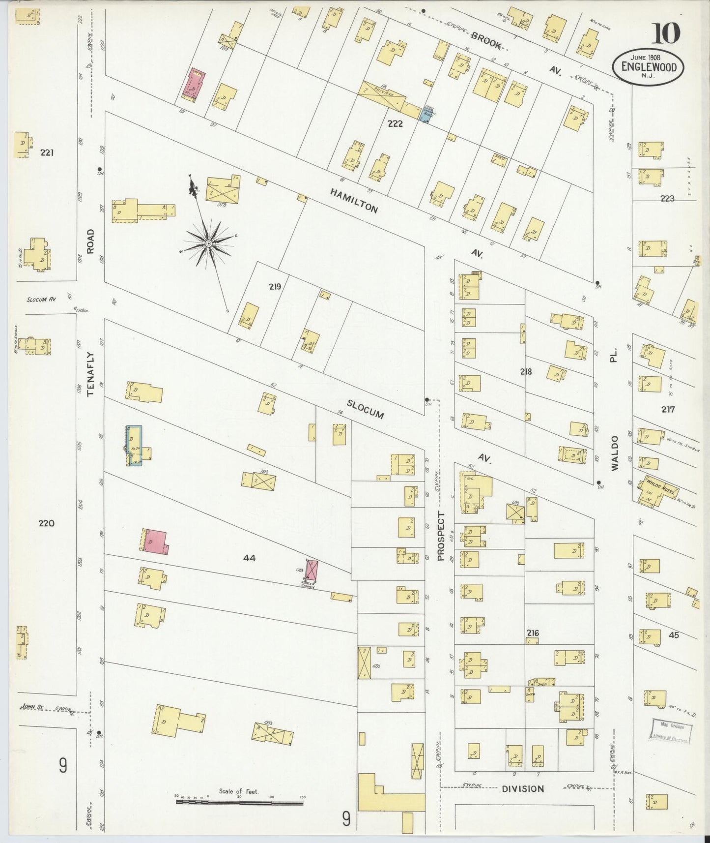 Sanborn Fire Insurance Map from Englewood, Bergen County, New Jersey (1908), Sheet #0010 - Complete Map Set gallery image, historic Sanborn map, vintage wall art, New Jersey New Jersey
