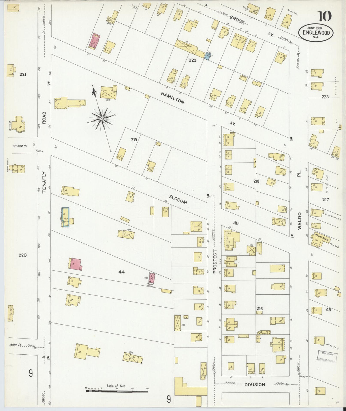 Sanborn Fire Insurance Map from Englewood, Bergen County, New Jersey (1908), Sheet #0010 - Complete Map Set gallery image, historic Sanborn map, vintage wall art, New Jersey New Jersey