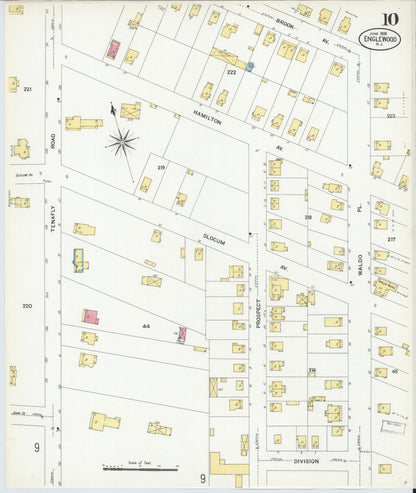 Sanborn Fire Insurance Map from Englewood, Bergen County, New Jersey (1908), Sheet #0010 - Complete Map Set gallery image, historic Sanborn map, vintage wall art, New Jersey New Jersey