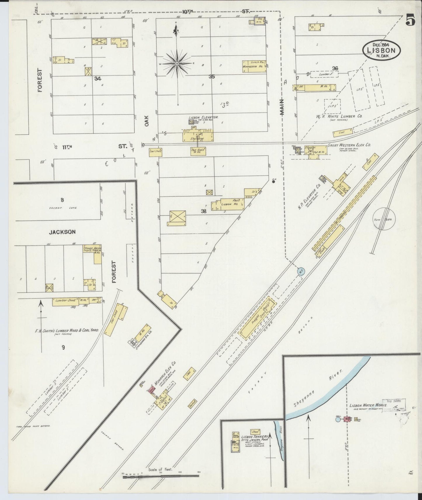 Sanborn Fire Insurance Map from Lisbon, Ransom County, North Dakota (1905), Sheet #0005 - Complete Map Set gallery image, historic Sanborn map, vintage wall art, North Dakota North Dakota