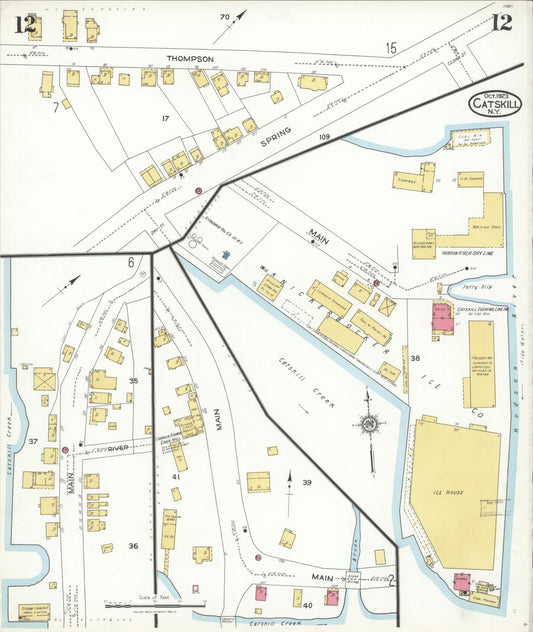 Sanborn Fire Insurance Map from Catskill, Greene County, New York (1923), Sheet #0012 - Historic Sanborn Fire Insurance Map Print, vintage old map wall art, antique decor, genealogy gift, New York New York map