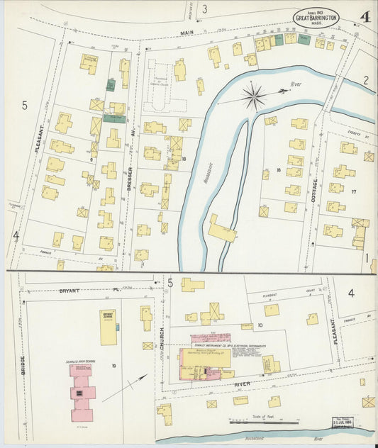 Sanborn Fire Insurance Map from Great Barrington, Berkshire County, Massachusetts (1903), Sheet #0004 - Historic Sanborn Fire Insurance Map Print, vintage old map wall art, antique decor, genealogy gift, Massachusetts Massachusetts map