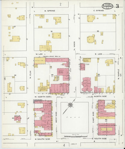 Sanborn Fire Insurance Map from Tuskegee, Macon County, Alabama (1920), Sheet #0003 - Complete Map Set gallery image, historic Sanborn map, vintage wall art, Alabama Alabama