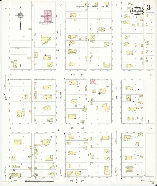 Sanborn Fire Insurance Map from Scammon, Cherokee County, Kansas (1912), Sheet #0003 - Historic Sanborn Fire Insurance Map Print, vintage old map wall art, antique decor, genealogy gift, Kansas Kansas map